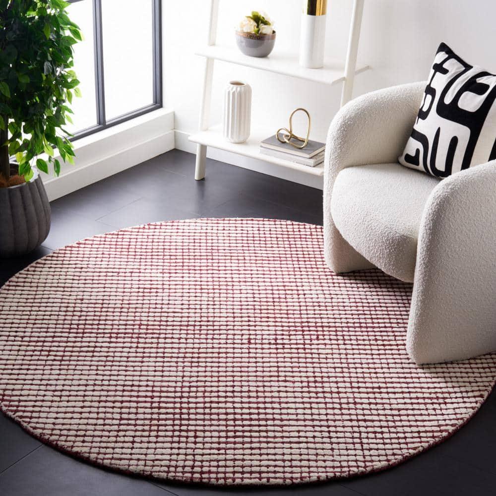 Latitude Run® Abstract Hand Tufted Wool Checkered Rug