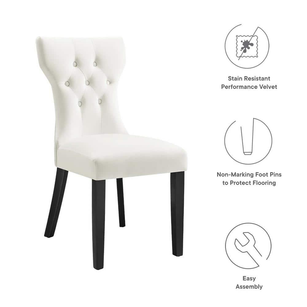 Set of 2 Silhouette Performance Velvet Dining Chairs White - Modway