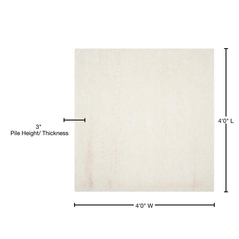 Polar Shag PSG800 Power Loomed Indoor Accent Rug - 4'x4' - White - Safavieh