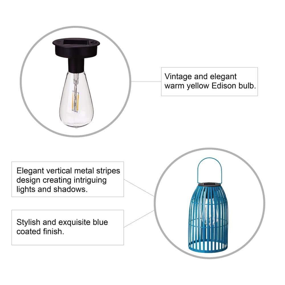 9.75" Metal Woven Solar Powered  Outdoor Hanging Lantern