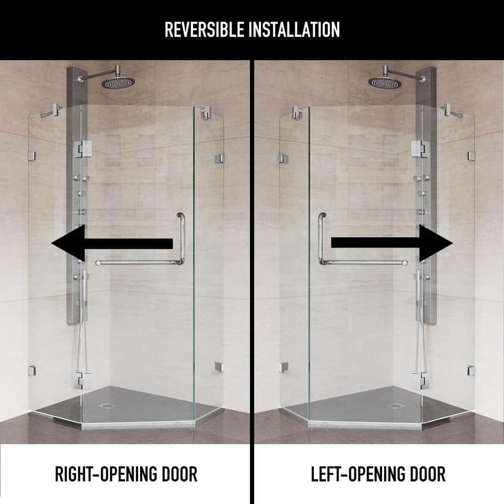 VIGO Piedmont 34" W x 34" D x 73" H Hinged Frameless Shower Enclosure with 3/8  Clear Glass VG6062CHCL36