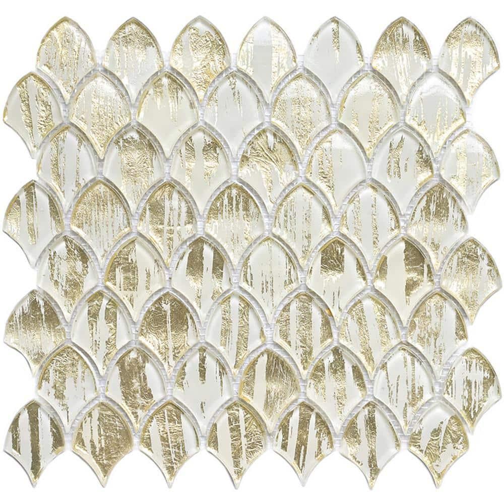 Majeste 0.5" x 2" Glass Fish Scale Mosaic Wall & Floor Tile