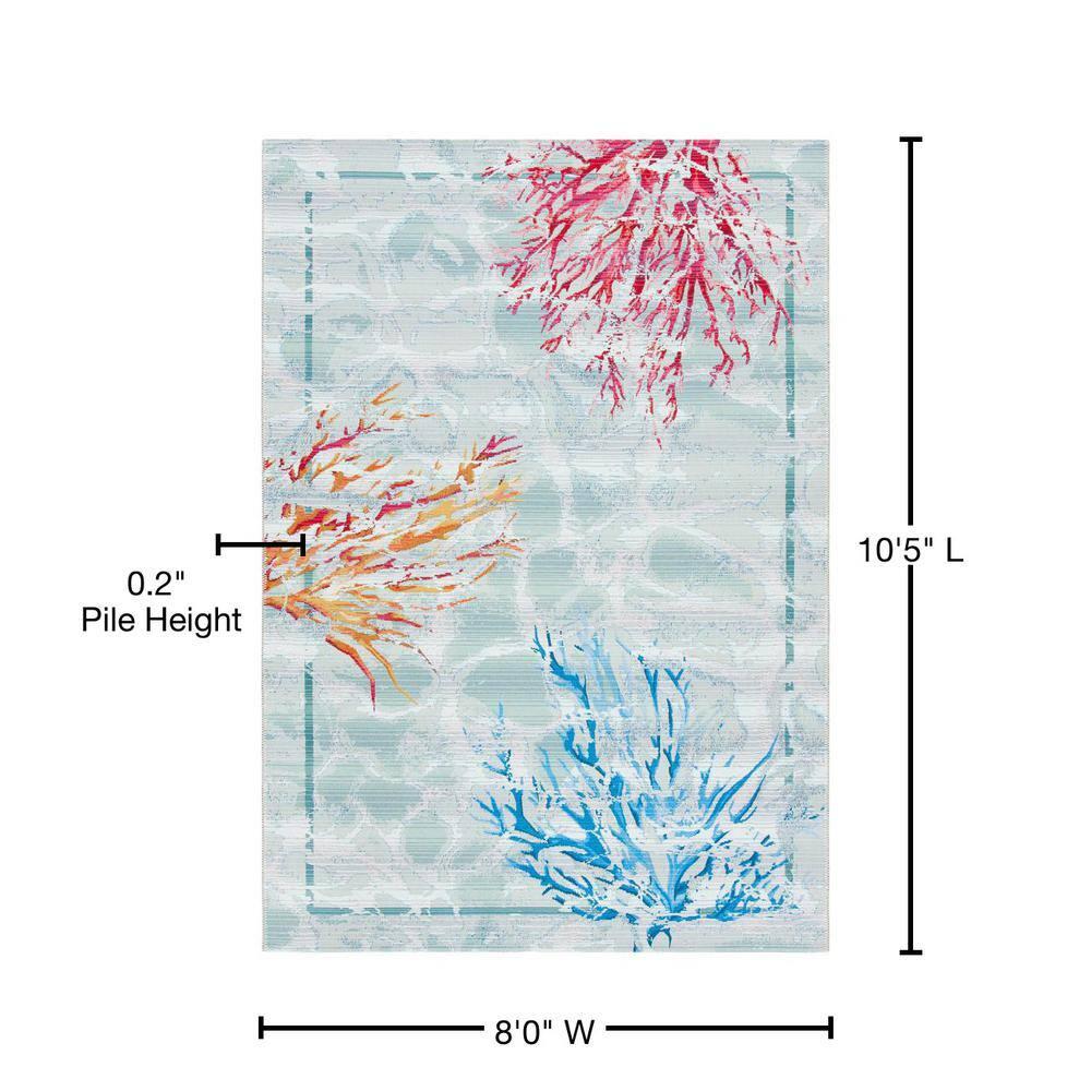 Barbados BAR535 Power Loomed Indoor/Outdoor Area Rug - Teal/White - 8'x10'5" - Safavieh.