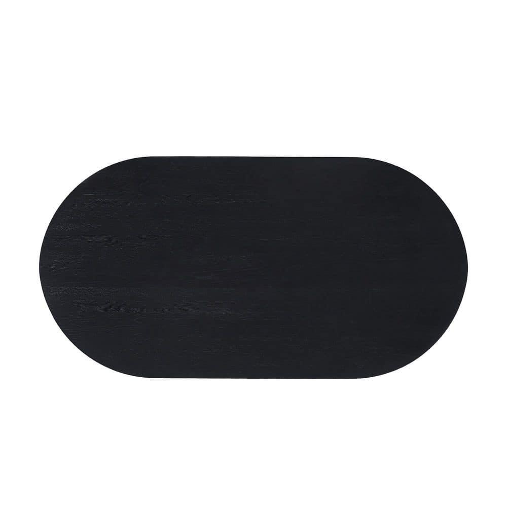Walker Edison Modern Farmhouse Rustic Solid Oak Wood Oval Dining Table for 6 - Black Oak