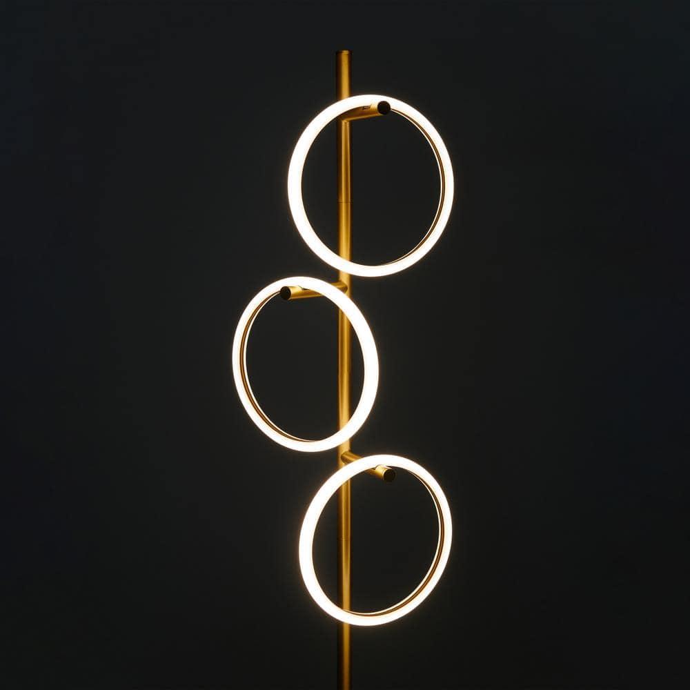 Brightech Saturn 66" Modern LED Floor Lamp with 3 Removable Ring Lights and Gold Finish, 3-Way Dimming