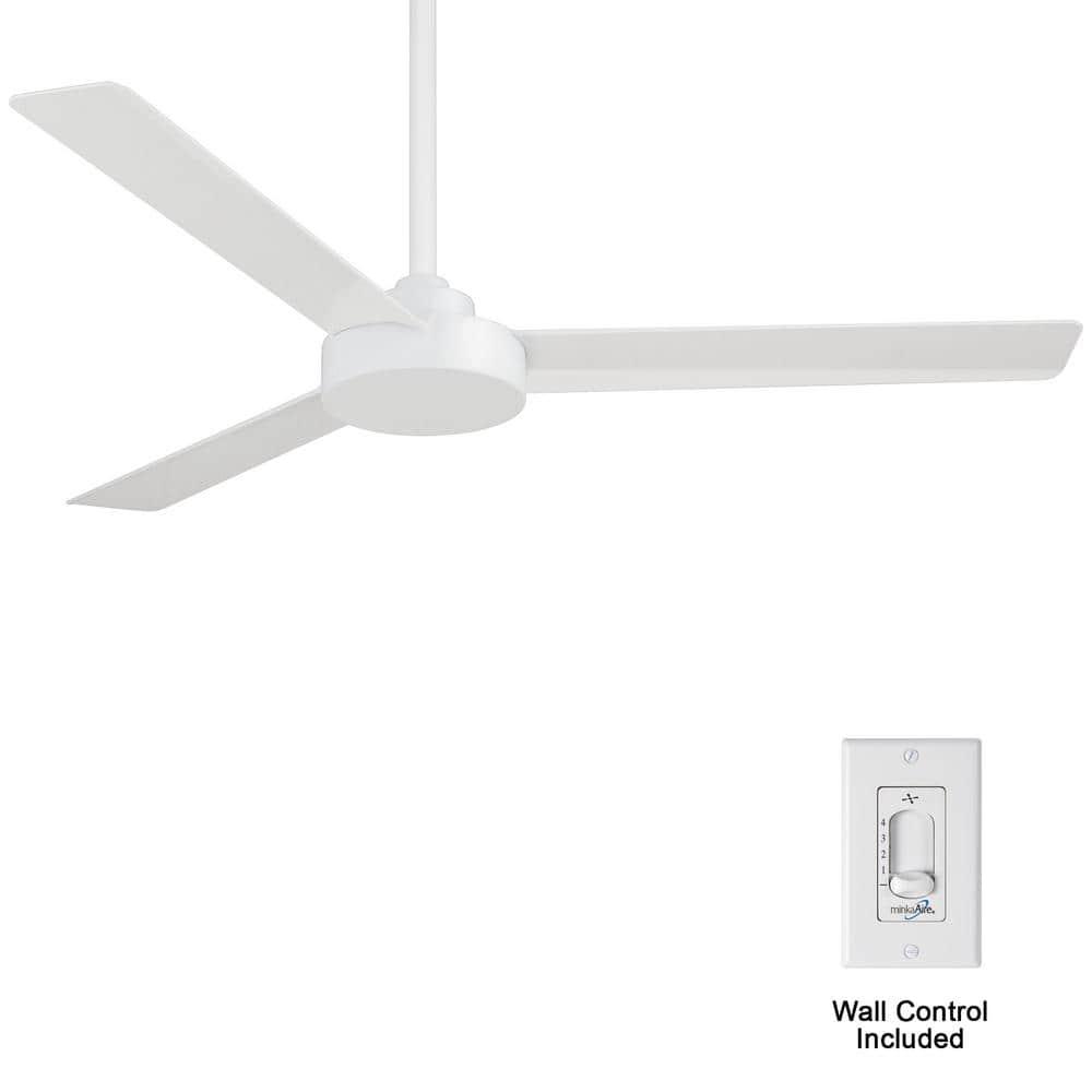 52" Minka Aire Modern 3 Blade Indoor Ceiling Fan Flat White for Living Room Kitchen Bedroom Family Dining Home House Office