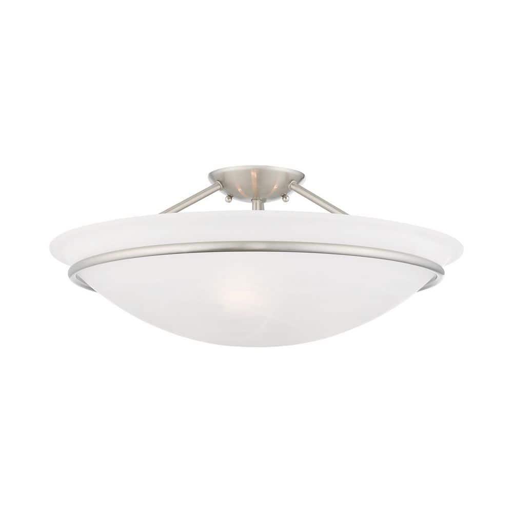 Livex Lighting Newburgh 3 - Light Semi-Flush Mount in  Brushed Nickel