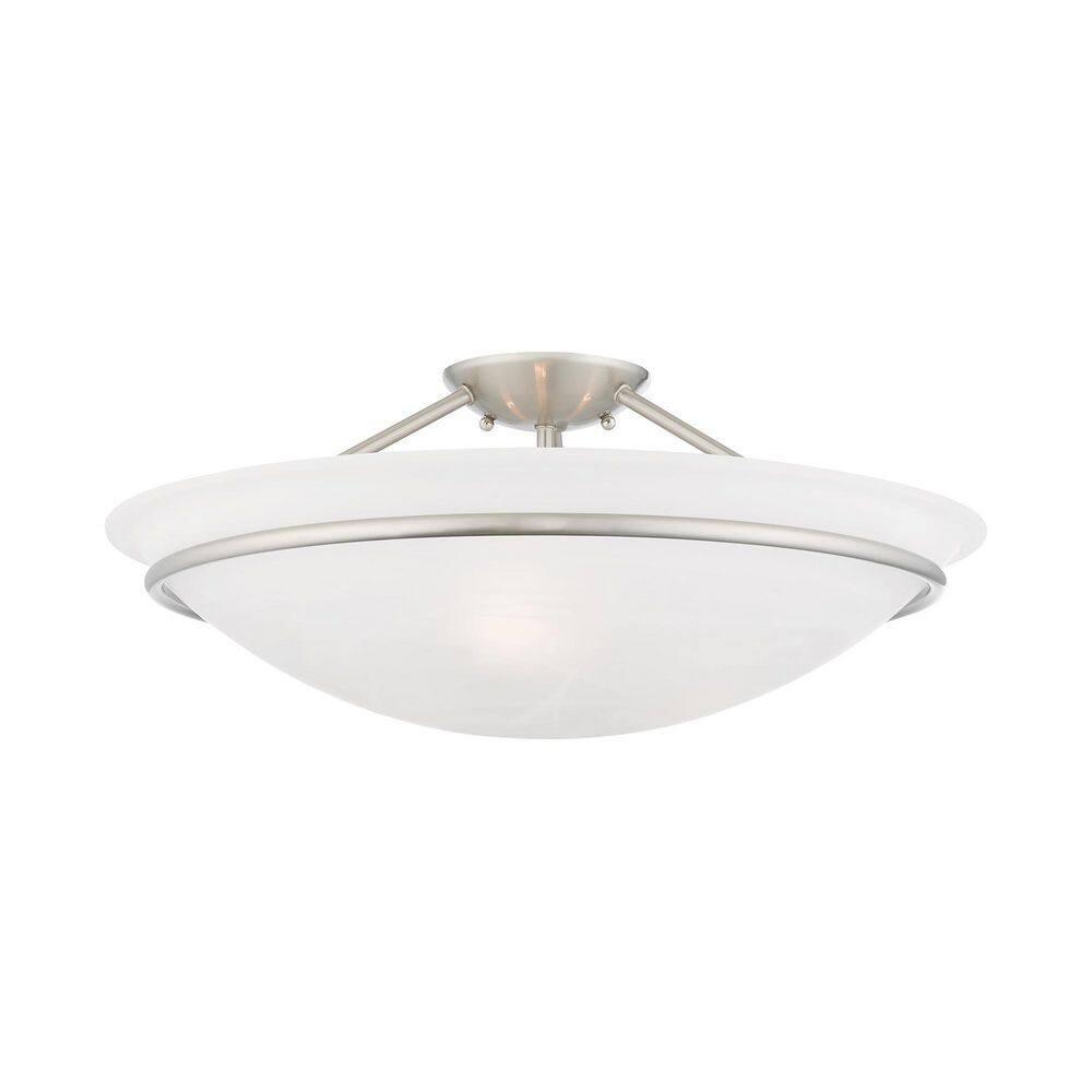 Livex Lighting Newburgh 3 - Light Semi-Flush Mount in  Brushed Nickel