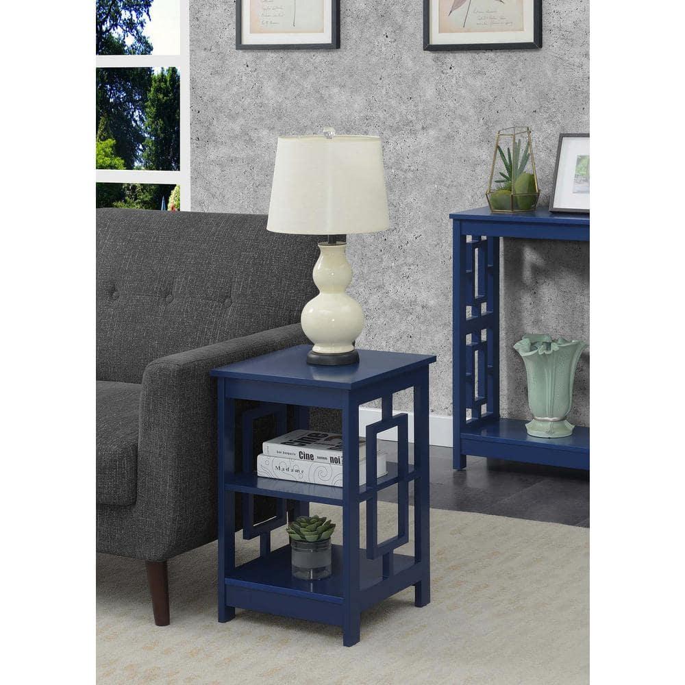 Convenience Concepts Town Square End Table with Shelves, Cobalt Blue