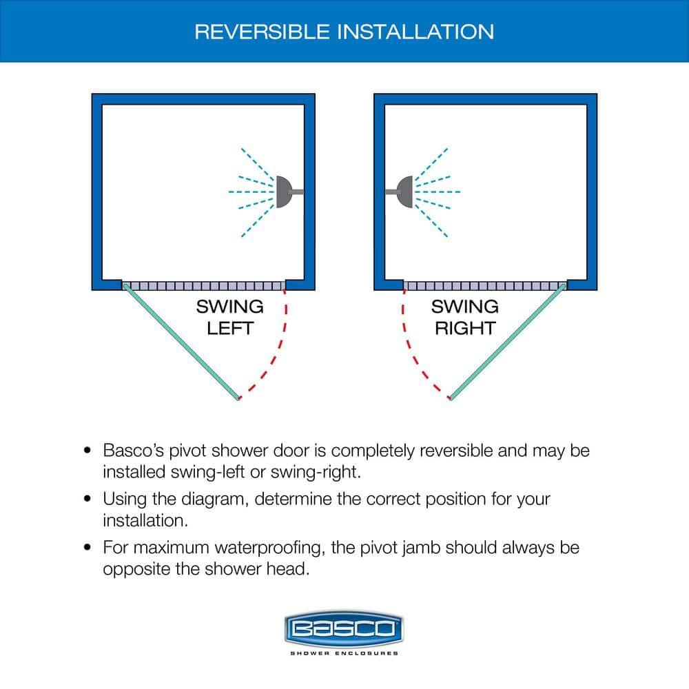 Armon 32.75" W x 66" H Pivot Semi-Frameless Shower Door