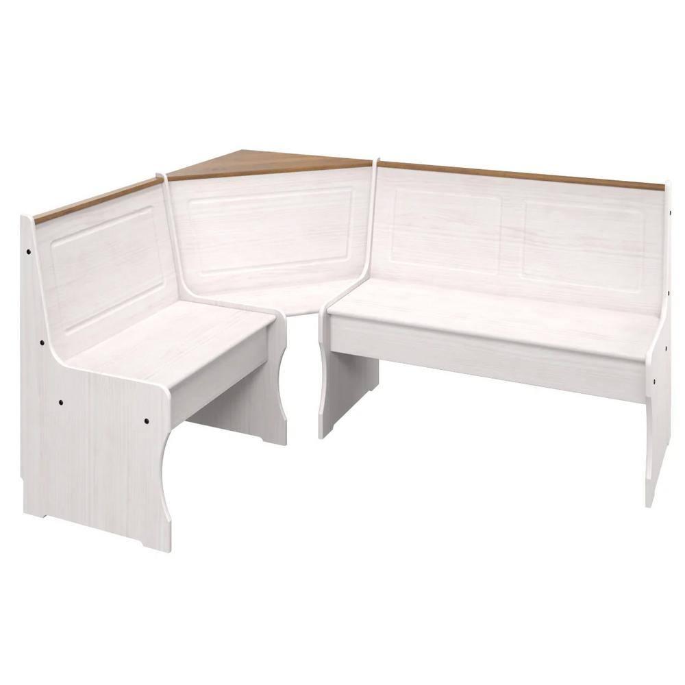 OS Home and Office Furniture Solid Pine Corner Dining Booth in White