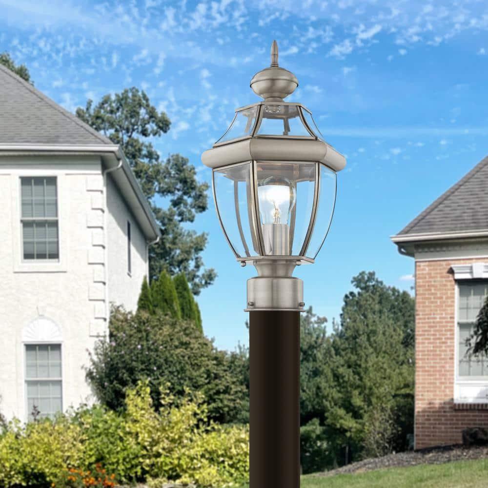 Lighting Lumens Outdoor Post Lantern Pendant Lighting Fixture - with Clear Glass Shade