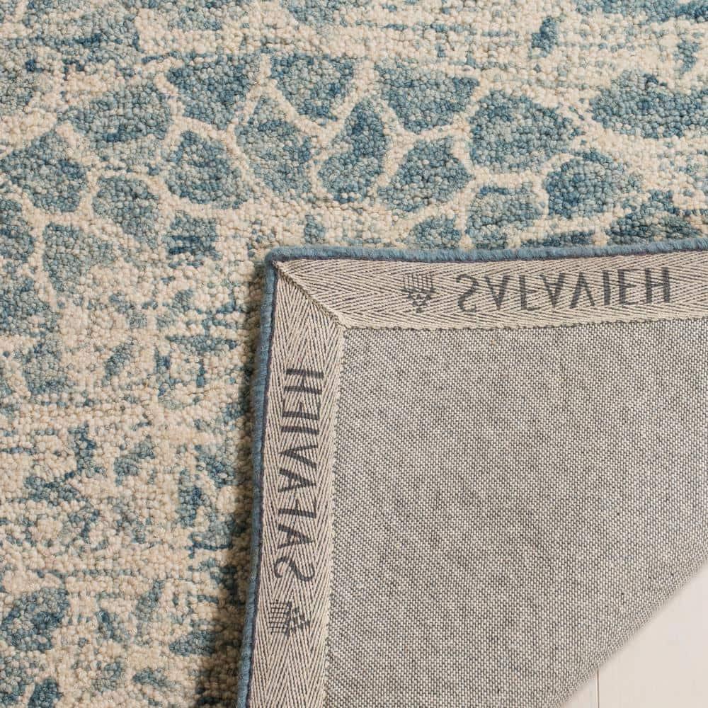 Abstract ABT205 Handmade Indoor Accent Rug - Ivory/Blue - 2'x3' - Safavieh