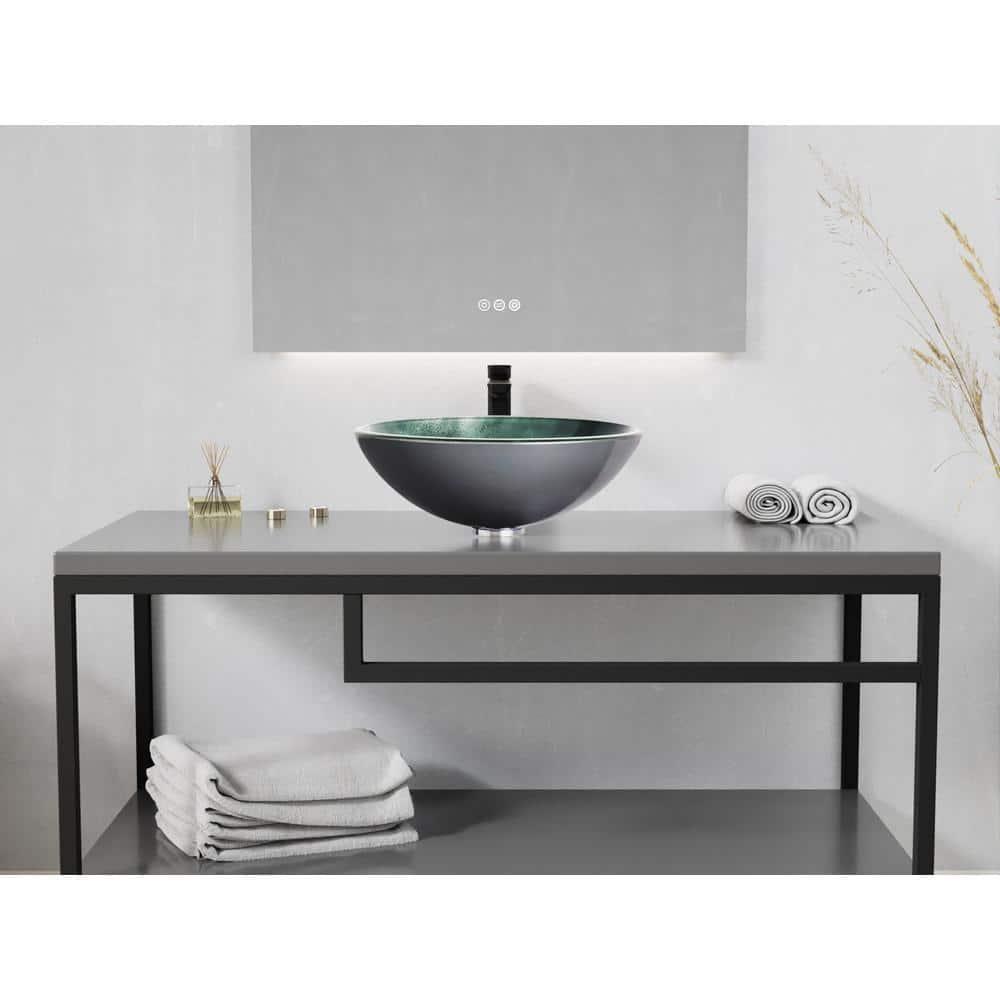 ANZZI LS-AZ917 ANZZI Belissima 16.5'' Stellar Gray Glass Circular Bathroom Sink