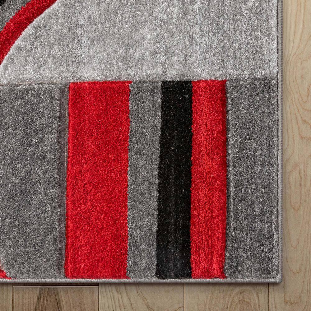 Well Woven Ruby Galaxy Waves Modern Geometric Grey & Red 2' x 7' Runner Rug