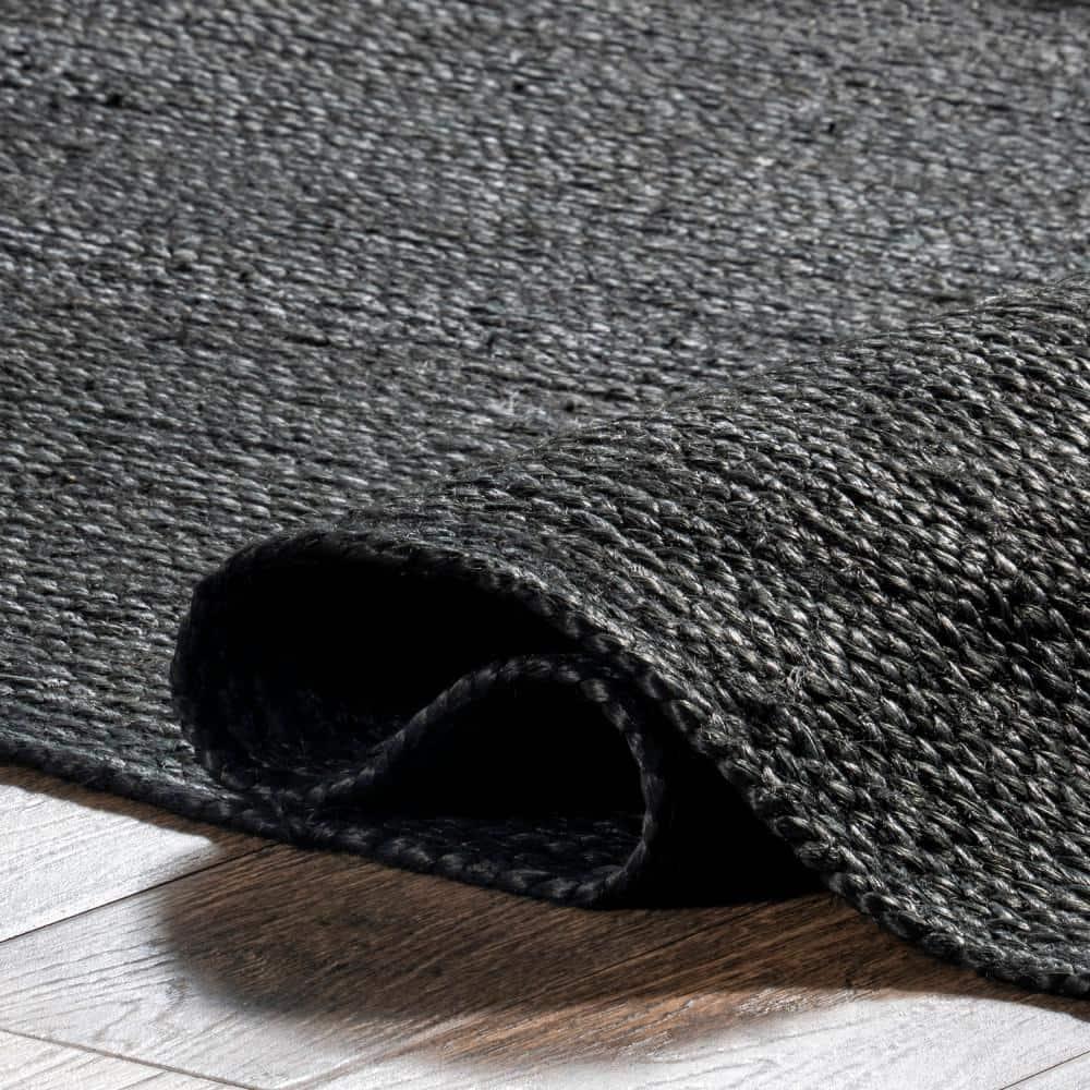 nuLOOM Rigo Hand Woven Farmhouse Jute Area Rug, 9' x 12', Black