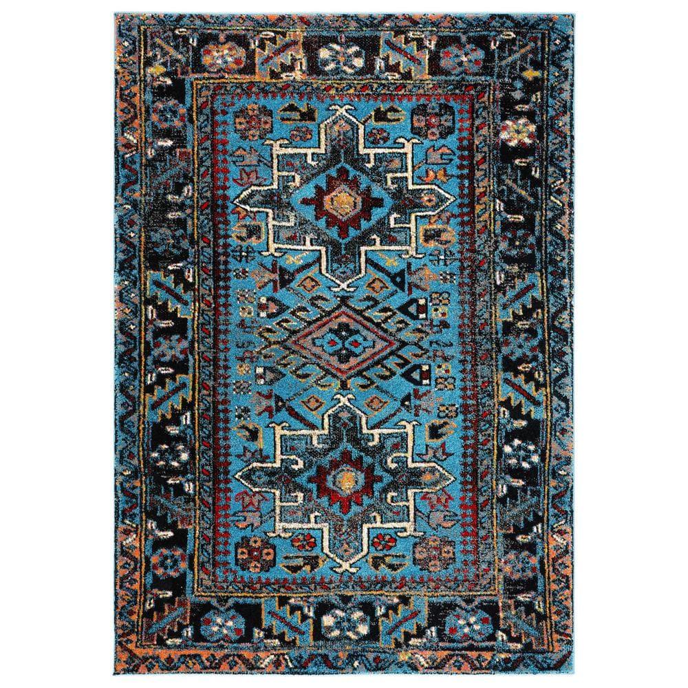 Vintage Hamadan VTH211 Power Loomed Indoor Area Rug - Light Blue/Black - 8'x10' - Safavieh