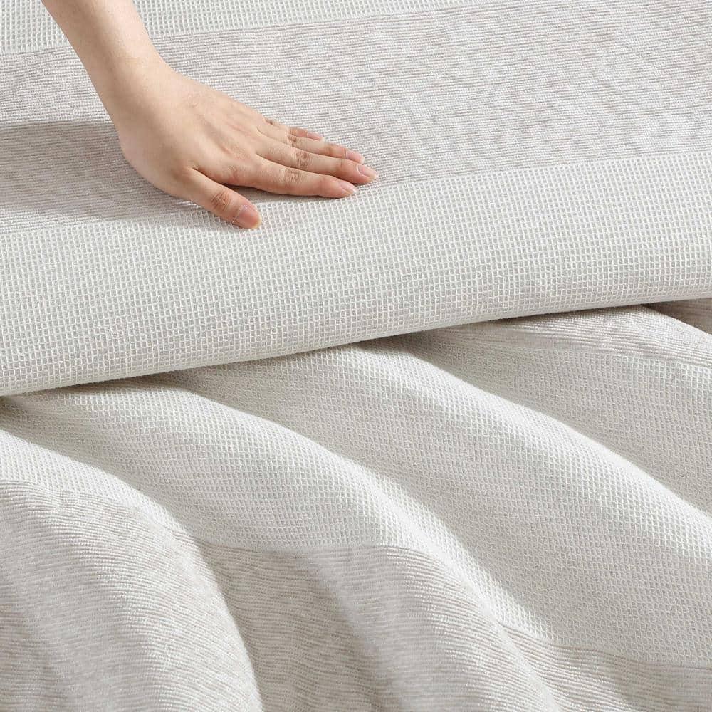 Vera Wang Vera Wang Chenille Waffle Stripe Beige Duvet Cover Set