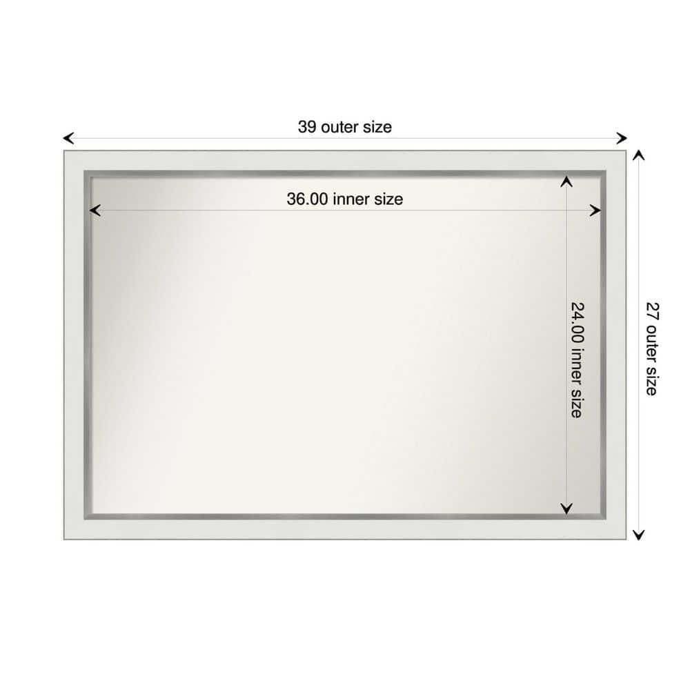 39" x 27" Non-Beveled Eva Narrow Bathroom Wall Mirror Gold - Amanti Art: Modern Polystyrene Framed, Includes Mounting Hardware