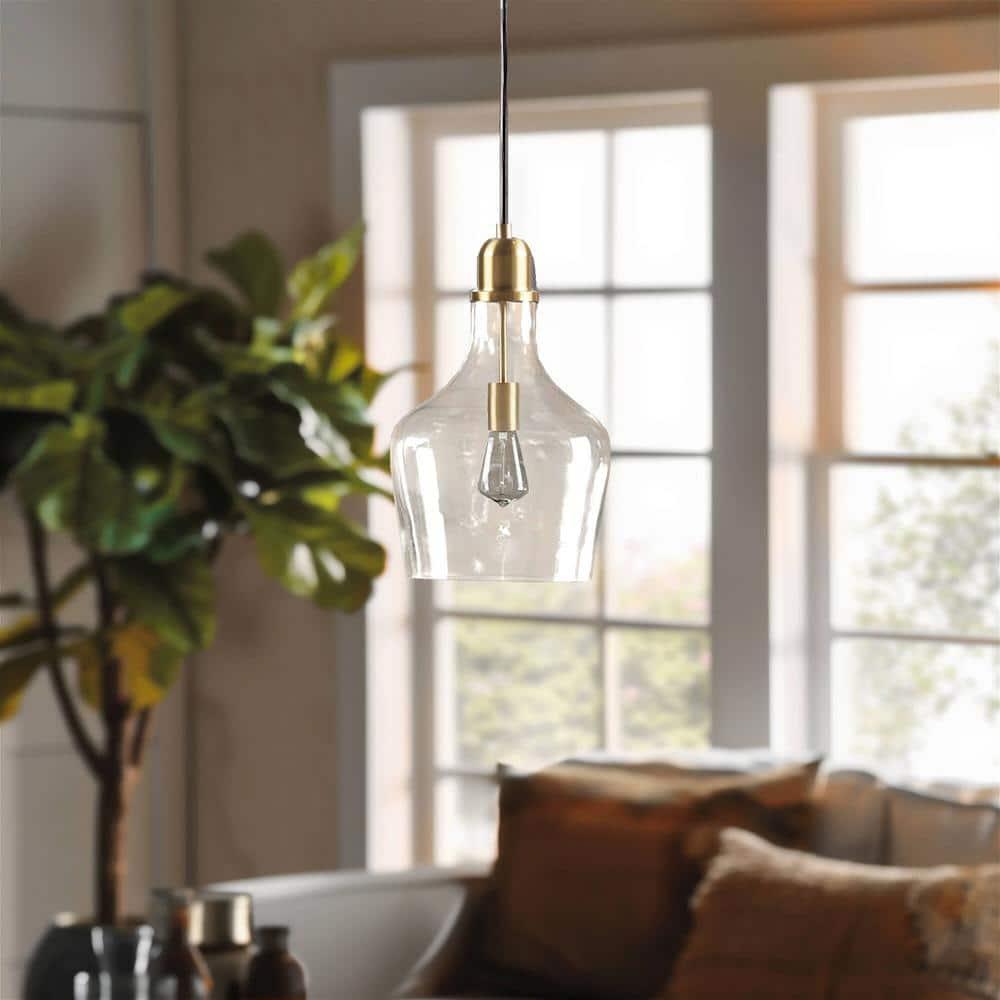 Ink+Ivy 13"x93" Auburn Bell Shaped Hanging Glass Simple Industrial Pendant Light