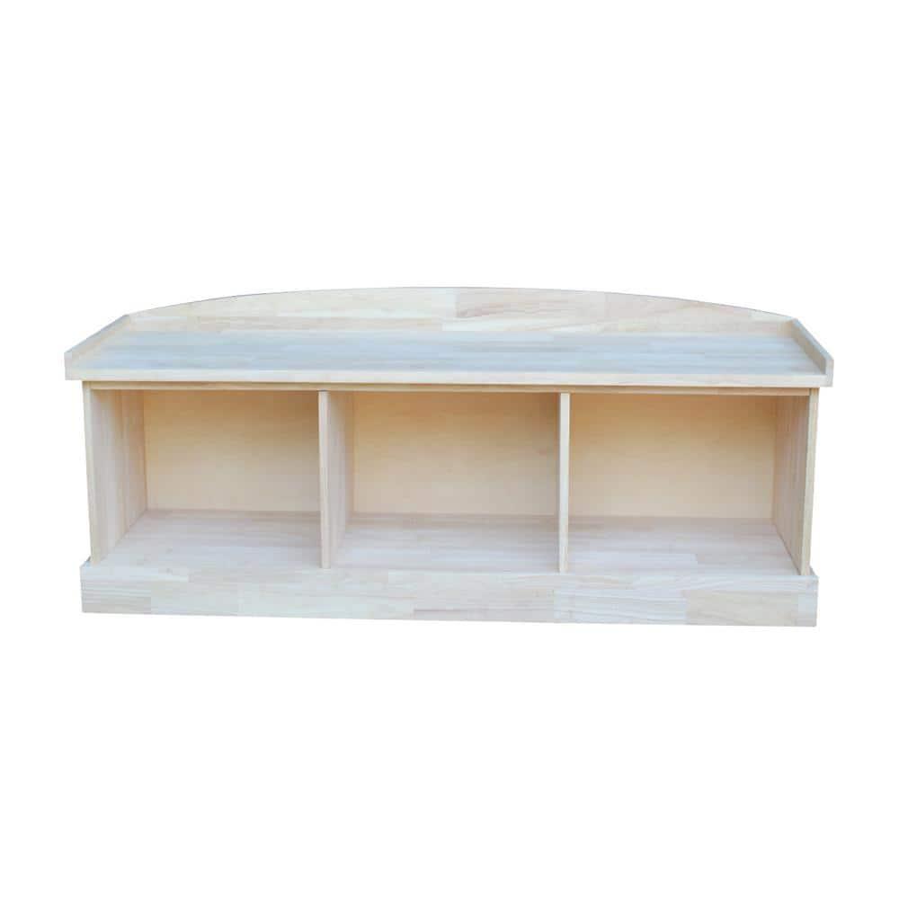 Storage Bench Unfinished - International Concepts: Hardwood Entryway Seat, Shoe Organizer, Window Nook