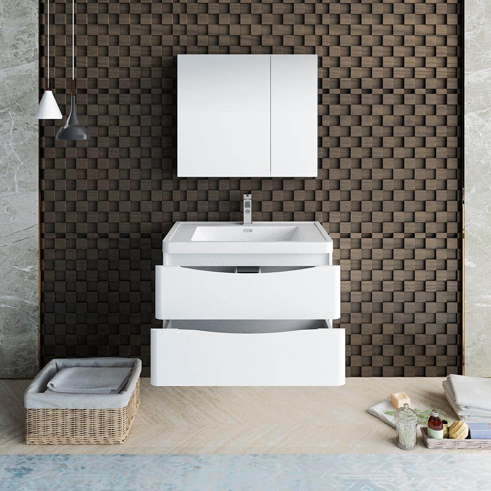 Tuscany 32" Wall Mount Single Sink Bathroom Vanity Set with Medicine Cabinet (Faucet Not Included)