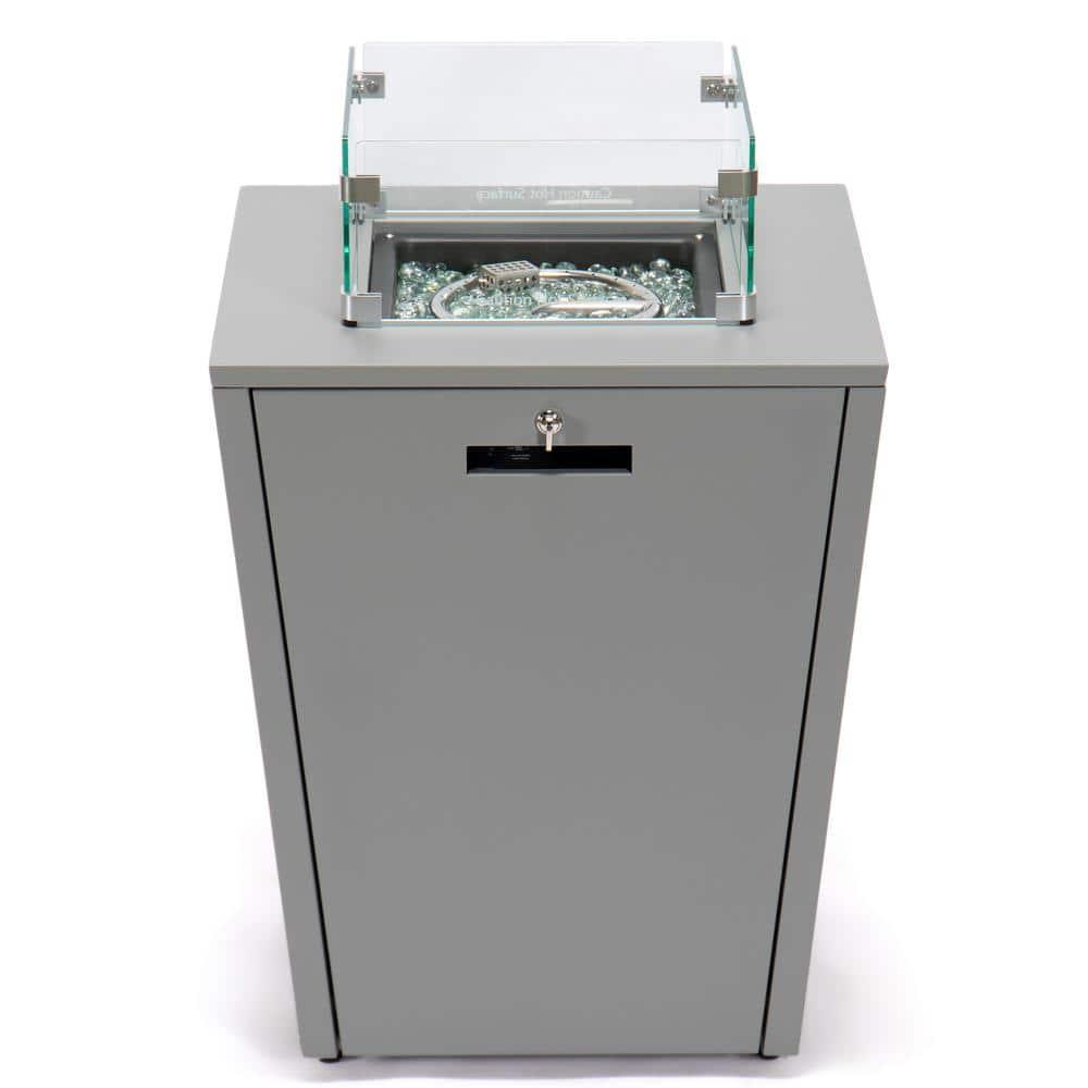 LeisureMod Chelsea Square Fire Pit 37,000 BTU Table, Grey