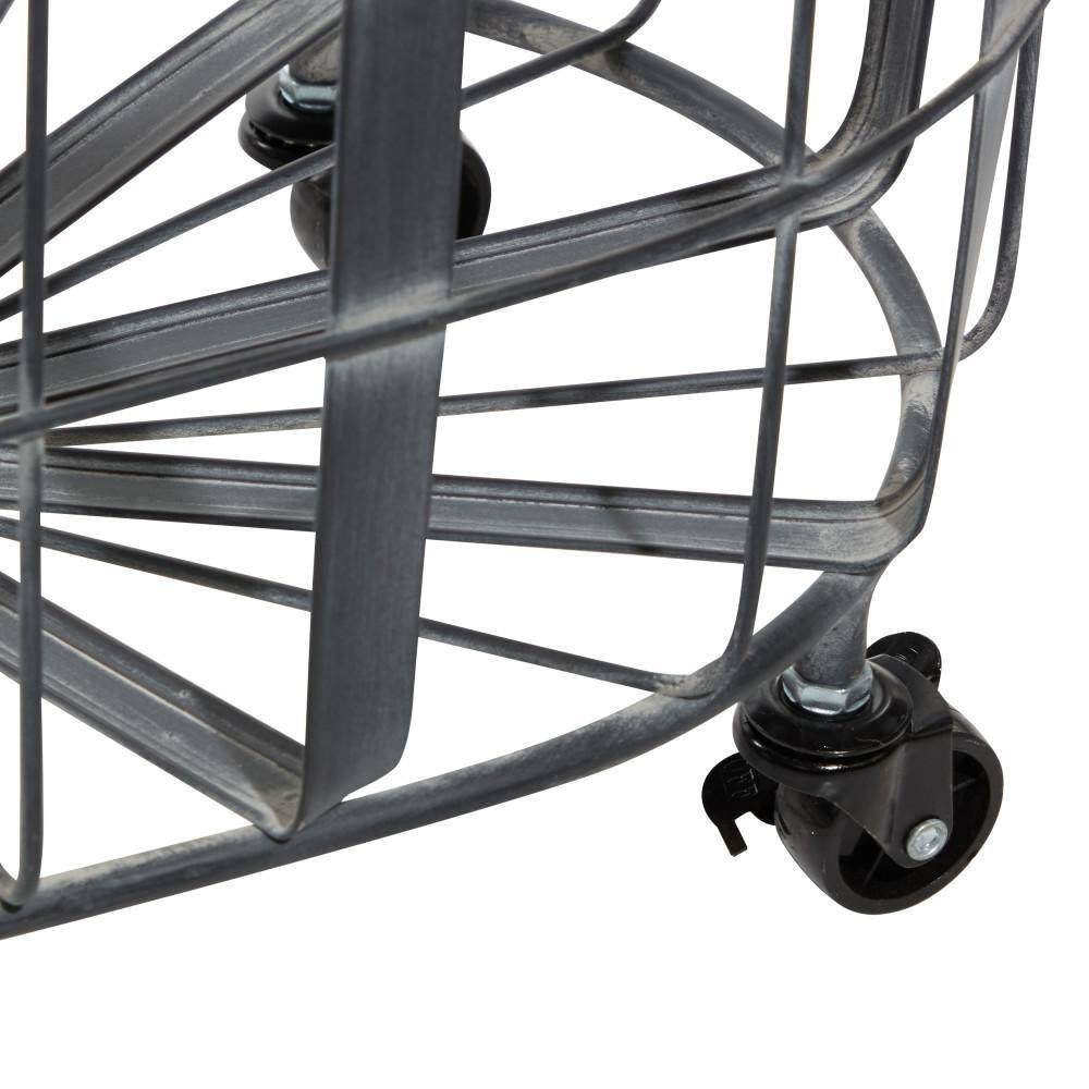 DecMode 25", 22"H Black Metal Wire Grid Storage Basket with Wheels and Handles, 2-Pieces