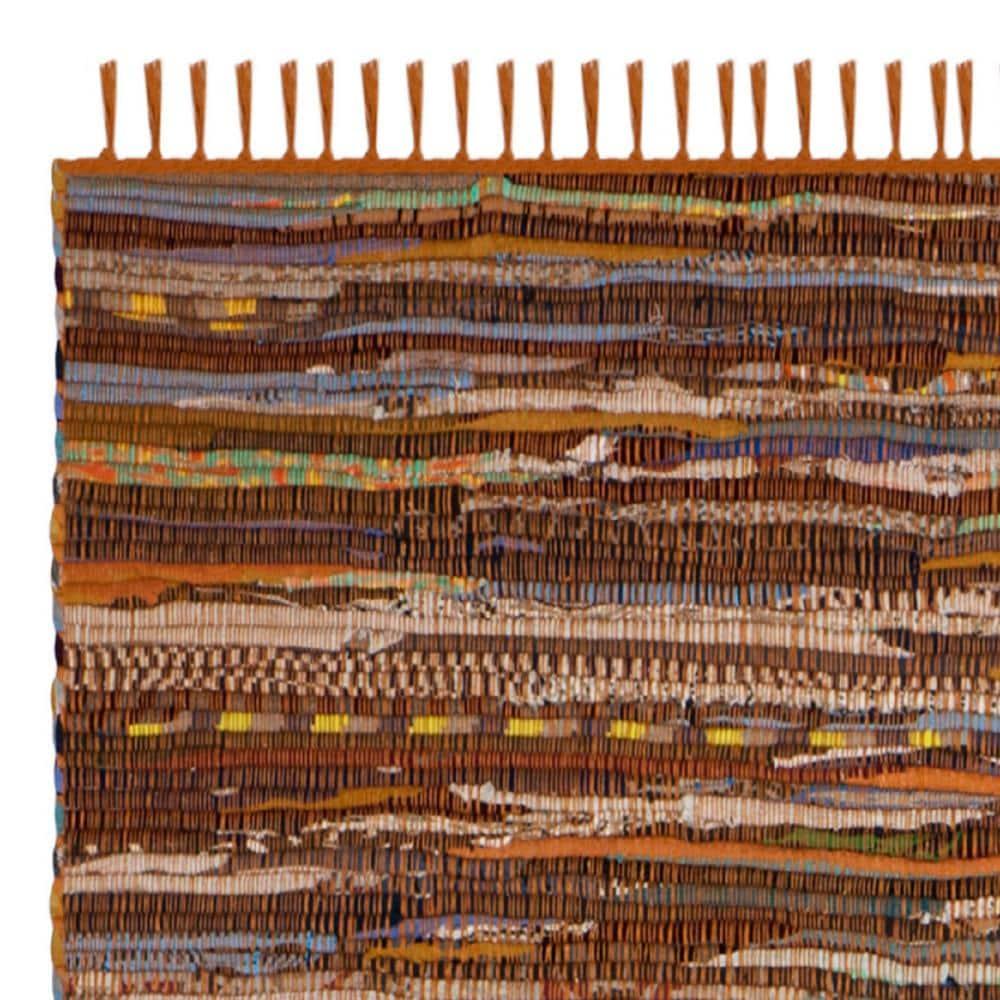 Rag Rug RAR127 Hand Woven Indoor Runner Rug - 2'3"x6' - Gold/Multi - Safavieh