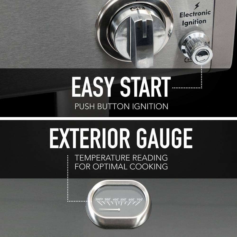 Kenmore 3-Burner Propane Gas Grill with Foldable Side Tables for Outdoor BBQ