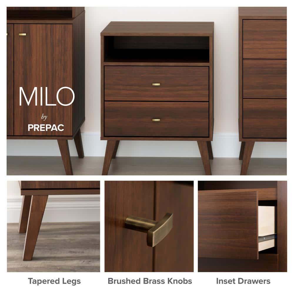 Milo Mid Century Modern 4 Drawer Chest Cherry - Prepac: Sleek Bedroom Storage Solution