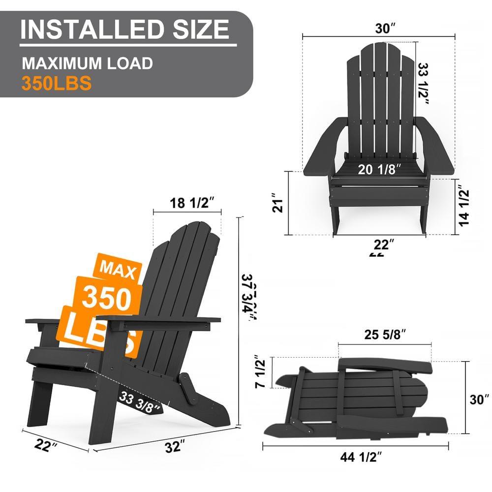 Highland Dunes Outdoor Plastic Folding Adirondack Chair For All Weather (Set Of 4) (Set of 4)