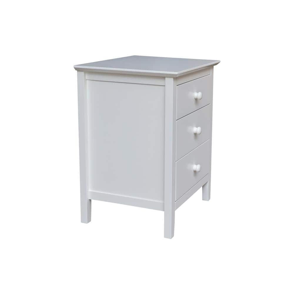 International Concepts Solid Wood Bedroom Nightstand with 3 Drawers, White