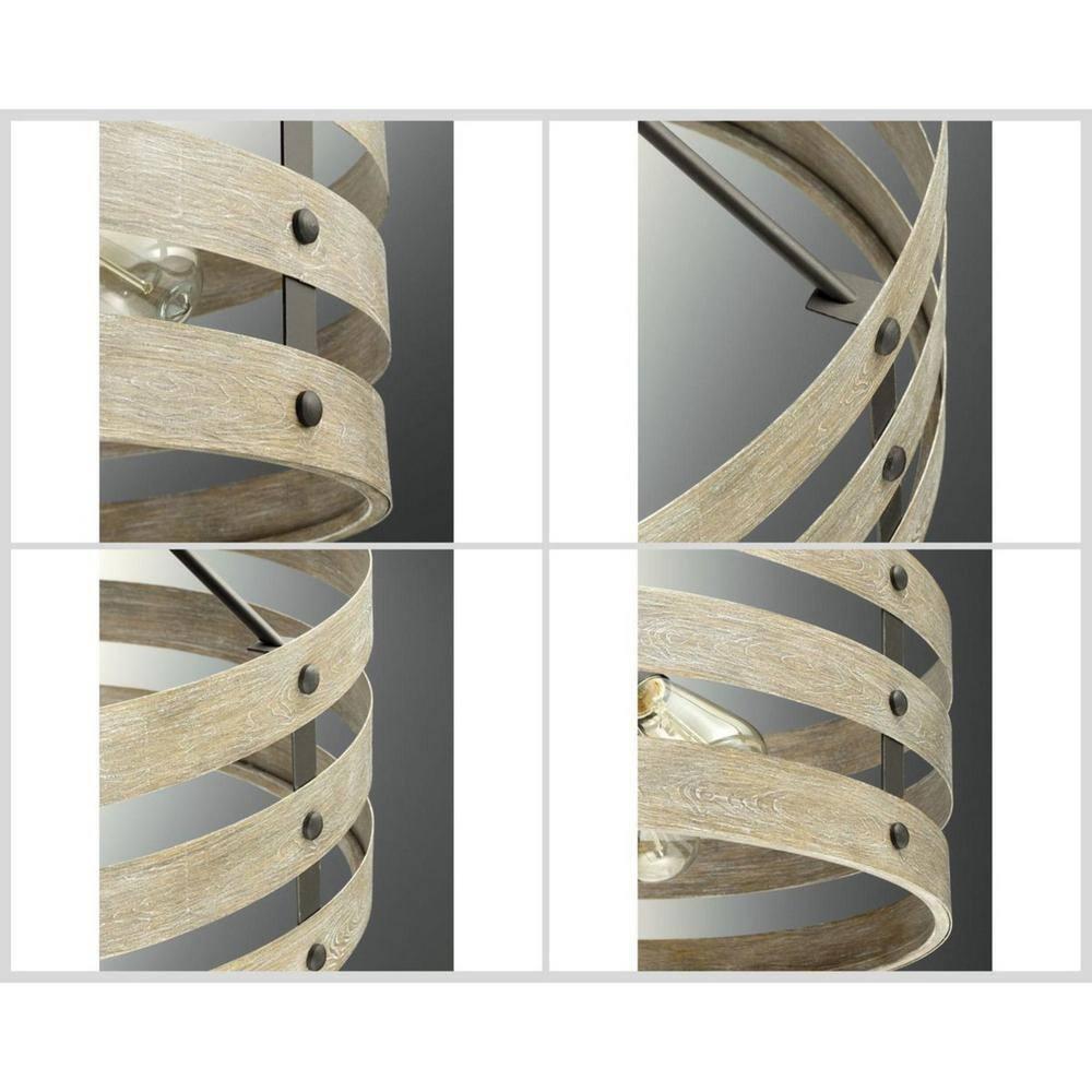 Progress Lighting Gulliver 3-Light Semi-Flush Convertible Ceiling Light, Graphite, Wood Grained Texture