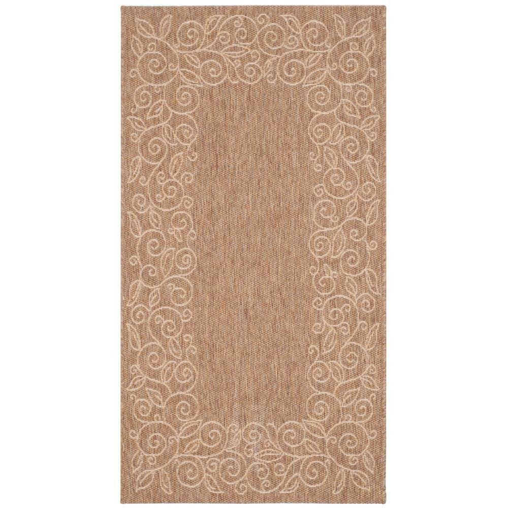 SAFAVIEH Courtyard Chole Bordered Indoor/Outdoor Area Rug, Dark Beige/Beige, 2'7" x 5'