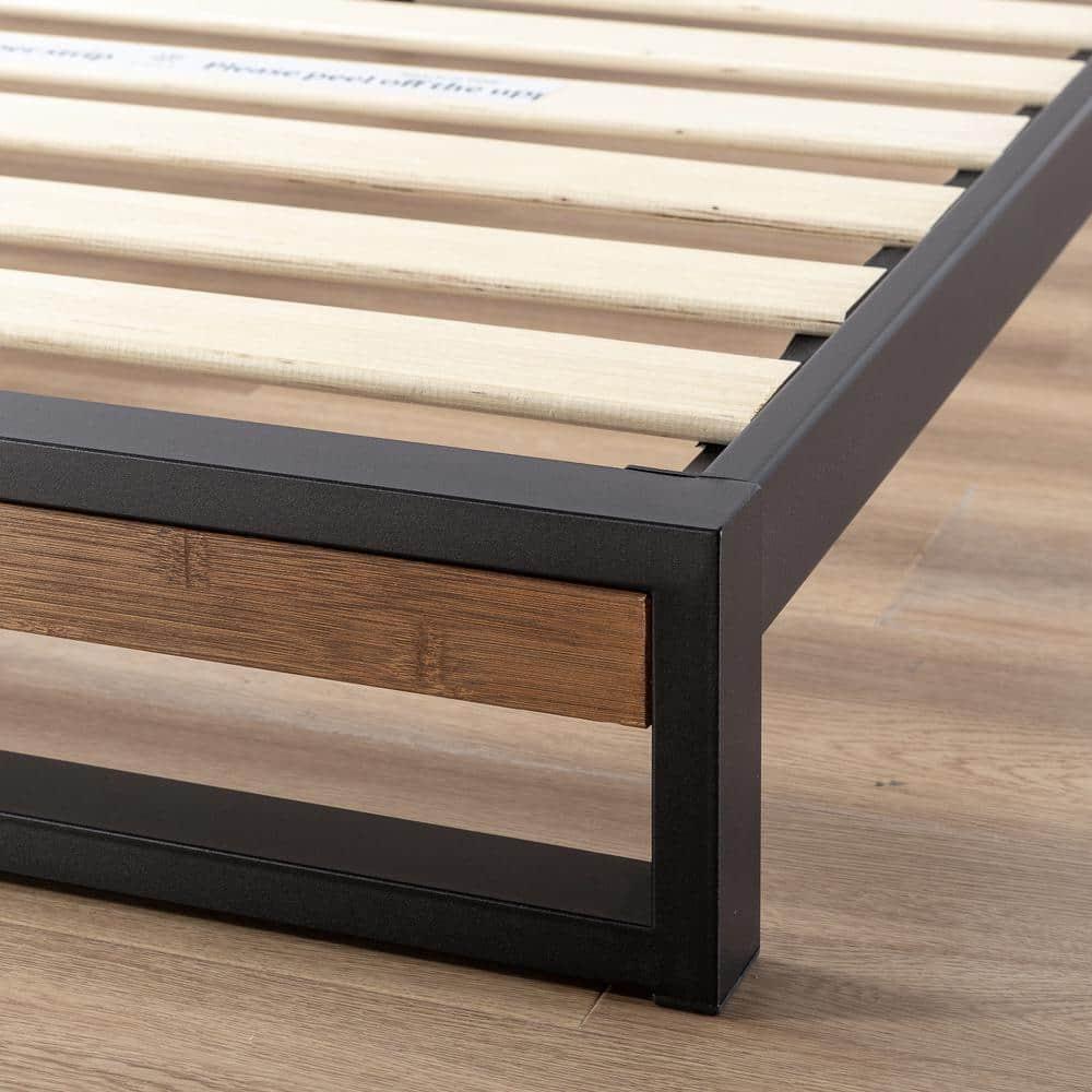 Zinus Suzanne Metal and Wood Platform Bed with Headboard / Box Spring Optional / Wood Slat Support, Full