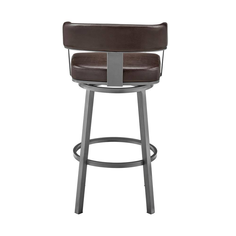 Armen Living Lorin30" Bar Height Swivel Bar Stool in Java Finish and Chocolate Faux Leather
