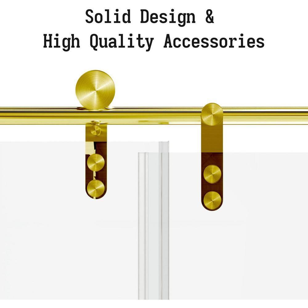 Gotland Frameless Shower Door 56-60" W × 76" H, Sliding Shower Doors with Stainless Steel Handle, Glass Shower Door with 5/16" Clear Tempered Glass