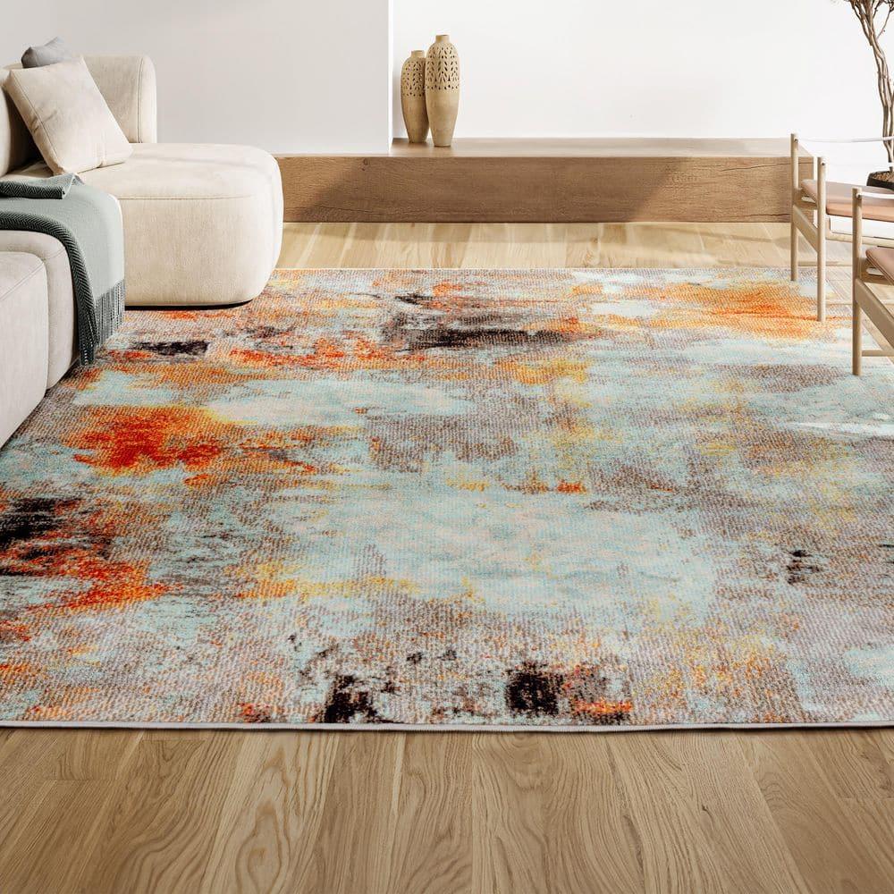 JONATHAN Y Contemporary POP Modern Abstract Vintage Cream/Orange 5 ft. x 8 ft. Area Rug