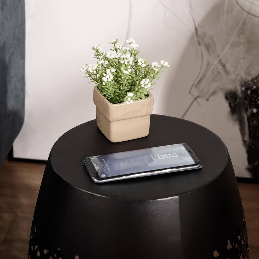 Latitude Run® Outsunny 12.5" Steel Round Patio End Table - Versatile Indoor & Outdoor Accent