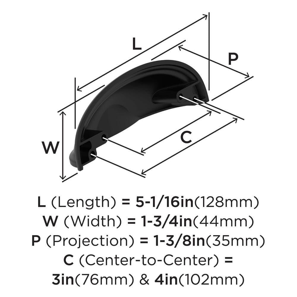 Amerock Ashby 3 inch or 4 inch (76mm or 102mm) Center-to-Center Black Bronze Cabinet Cup Pull