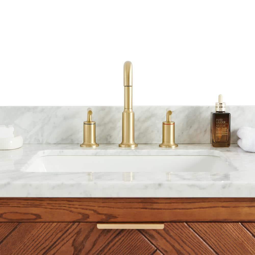 Baker 36" Woodgrain Vanity with Carrara Marble Top and Single Sink Ceramic Basin