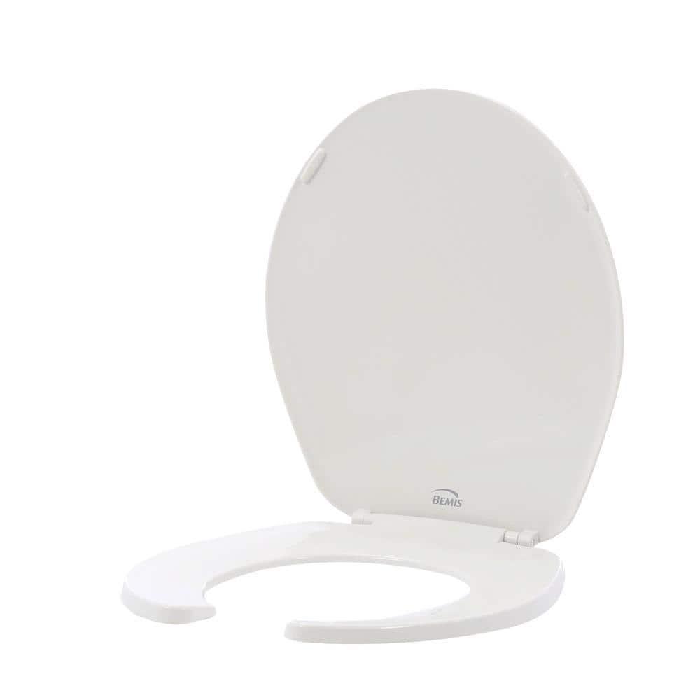Bemis 7E75 000 BEMIS 75 Commercial Open Front Toilet Seat with Cover, ROUND, Plastic, White