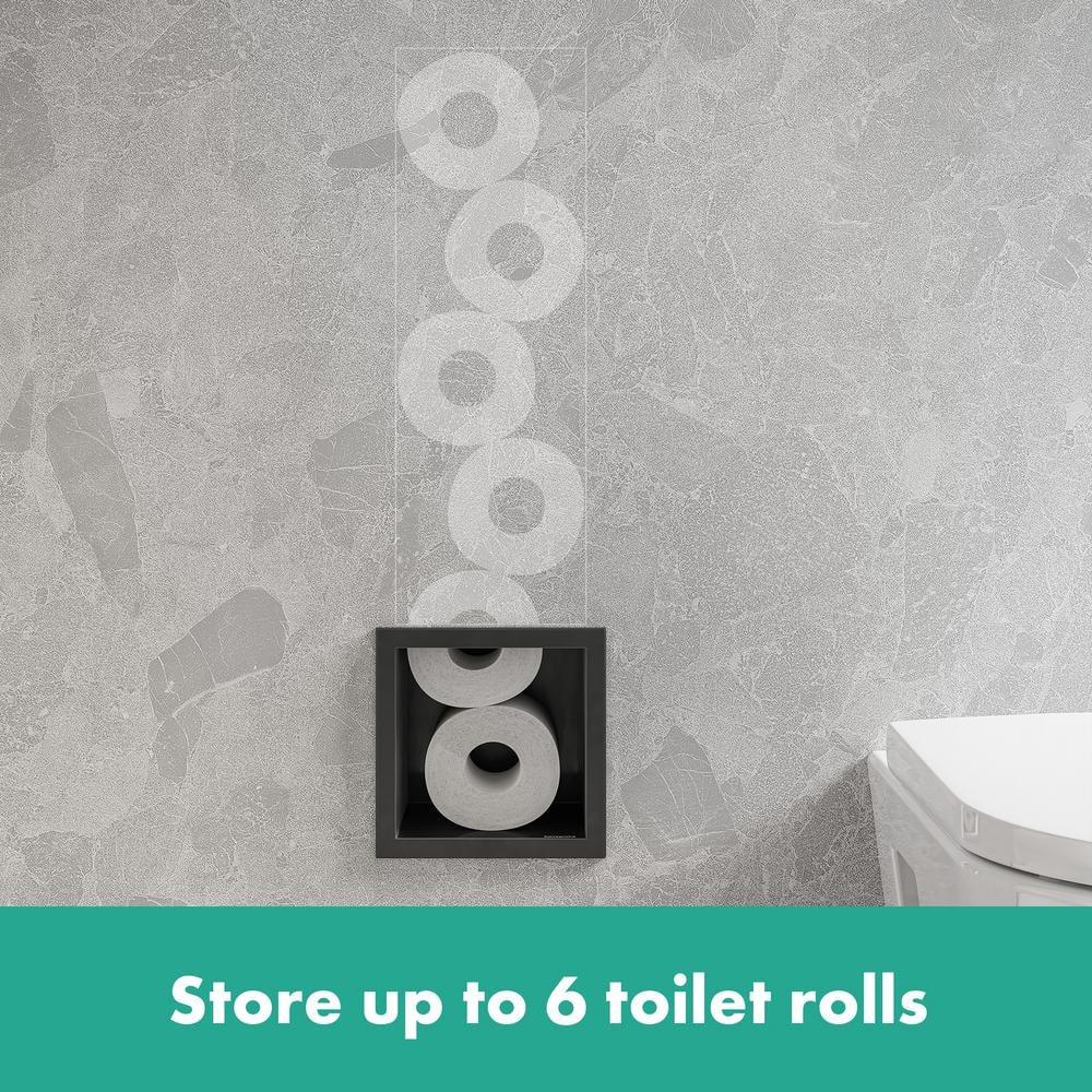 Hansgrohe 56058670 hansgrohe XtraStoris Original Recessed Toilet Paper Holder with Storage & Tileable Door