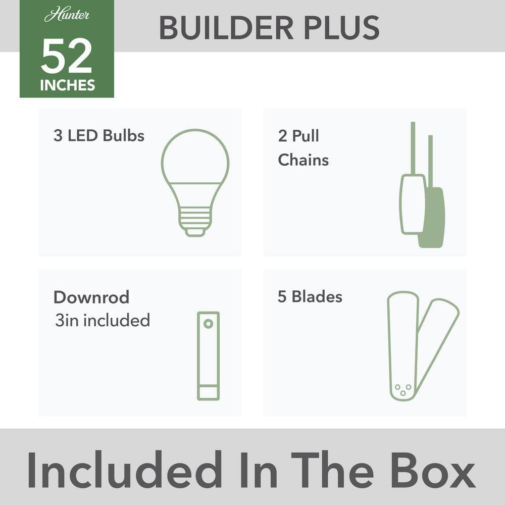 Builder Plus 52"5 - Blade Standard Ceiling Fan with Pull Chain and Light Kit Included