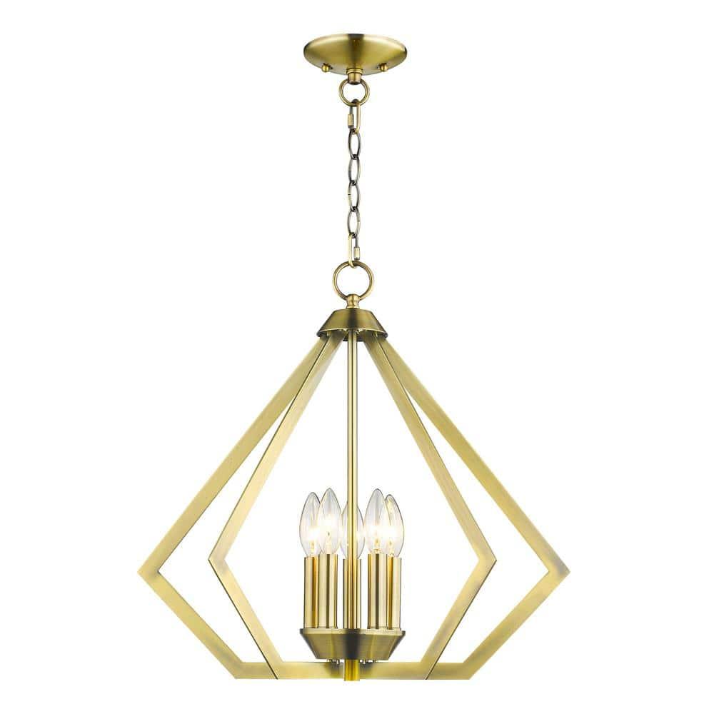 Livex Lighting Prism 5 - Light Chandelier in  Antique Brass