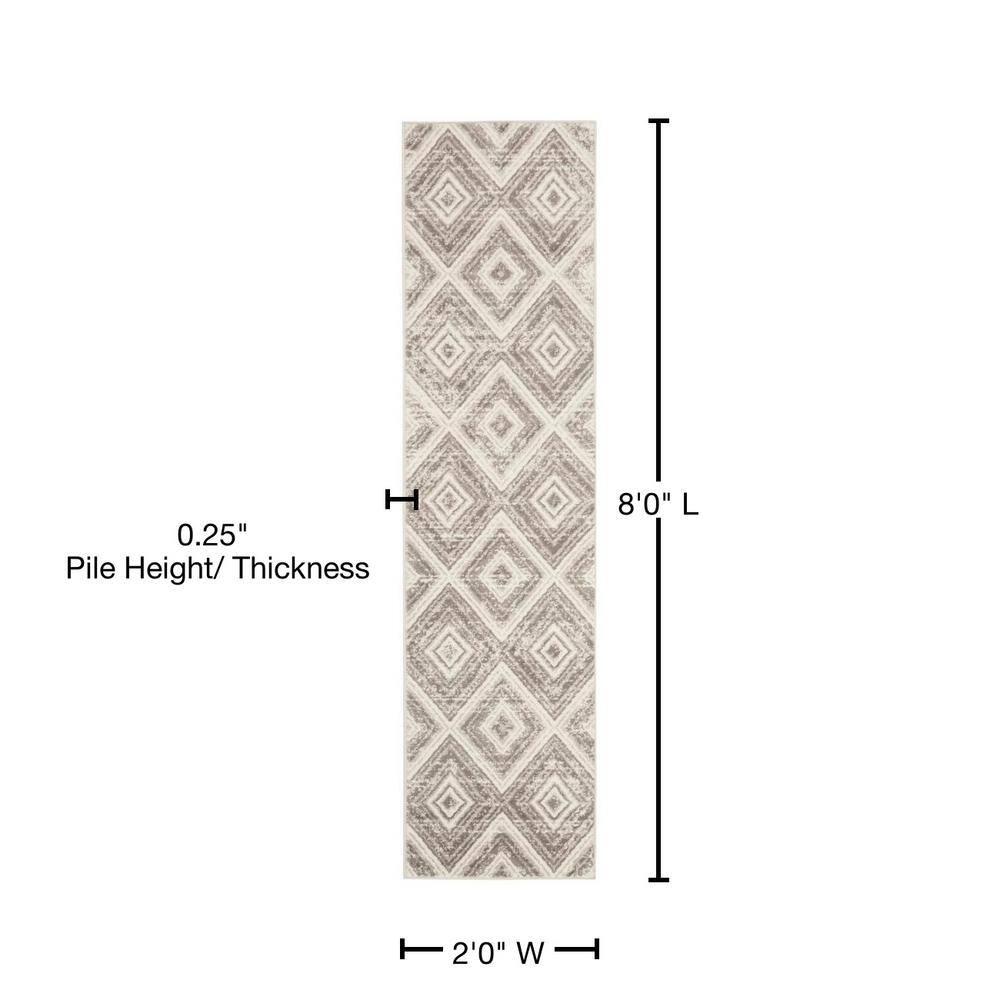 Skyler SKY120 Power Loomed Indoor Runner Rug - Grey/Ivory - 2'x8' - Safavieh