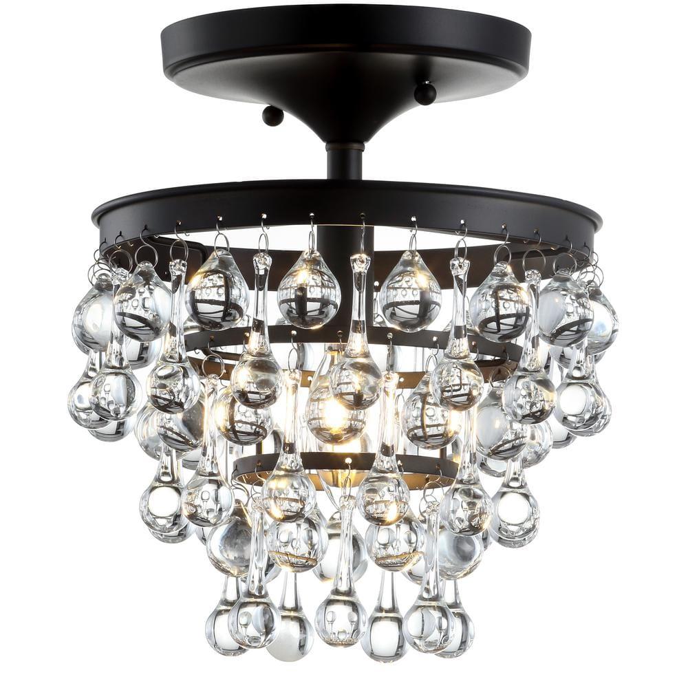 JONATHAN Y Toronto 10" Metal/Crystal LED Flush Mount, Oil Rubbed Bronze