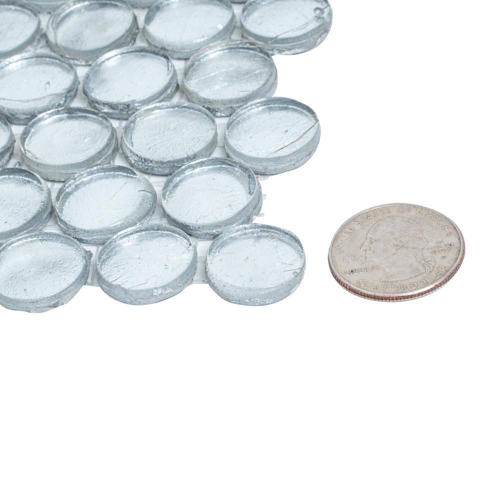 Glass Penny Round Mosaic Tile - 12.2" X 12.2" Sheet For Kitchen, Bathroom Or Wall Panel (10-Pack)