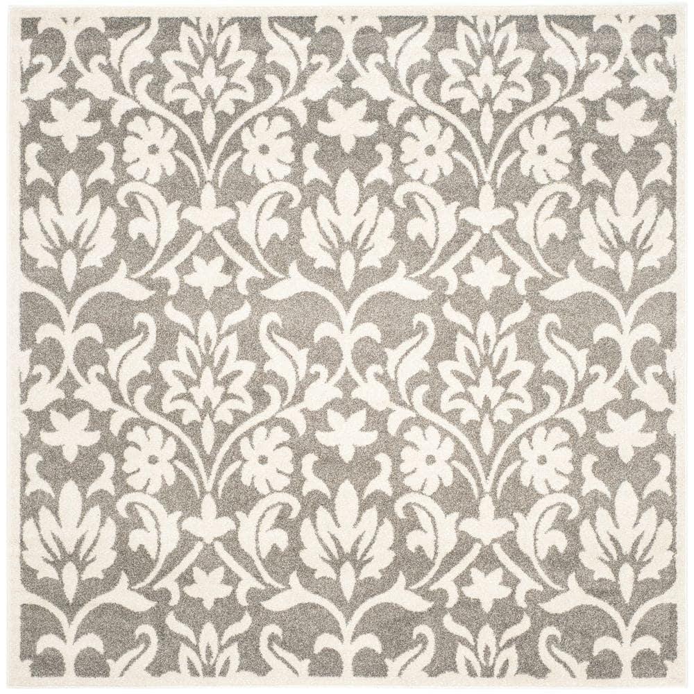SAFAVIEH Amherst Jerrald Geometric Area Rug, Dark Grey/Beige, 7' x 7' Square